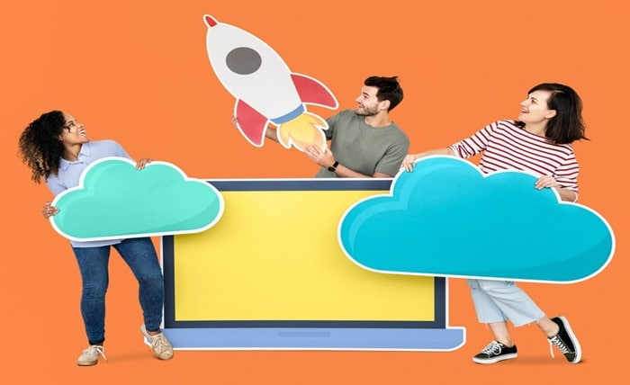 cloud storage innovation concept shoot featuring rocket icon 53876 15431