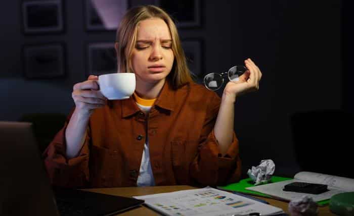 front view woman with coffee 23 2148470975