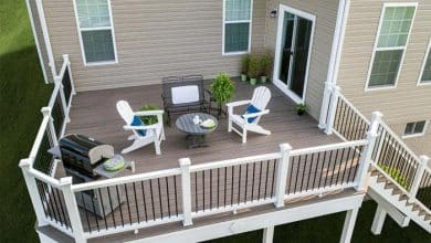 trex decking enhance naturals rocky harbor railing lighting furniture aerial drone angle aspect ratio 384 216