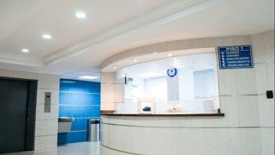 The image depicts a serene and modern dermatology clinic in Austin, focusing on advanced skin care treatments with a calming color palette of blues and whites, subtly incorporating Austin's unique landscape elements like rolling hills and urban architecture.